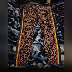 torrid Leopard Print Leggings with Rainbow Side Stripes